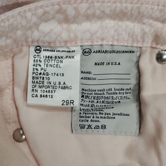 AG Adriano Goldschmied Blush Pink Snakeskin Jeans Size 29R - Picture 11 of 12